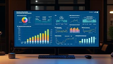 Dashboard de Business Intelligence com gráficos e métricas hoteleiras