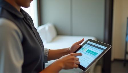 Tablet com aplicação de gestão de housekeeping