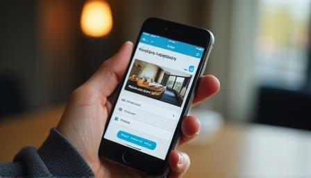Ecrã de telemóvel a mostrar um motor de reservas online