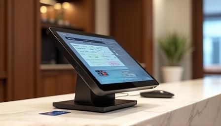 Sistema POS num balcão de hotel